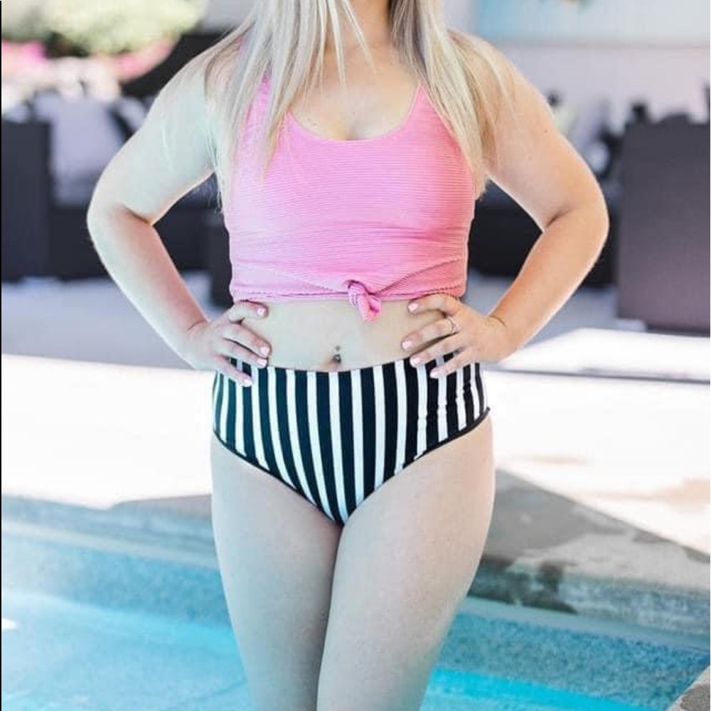 Striped swim bottoms